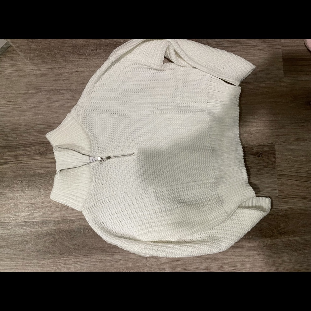 Princess Polly White Quarter Zip Sweater
